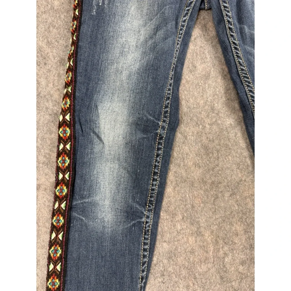 Grace In LA Jeans Women 27 Blue Denim Skinny Guitar Strap Southwest Native - Picture 3 of 11